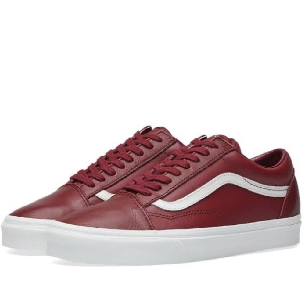 Burgundy leather vans